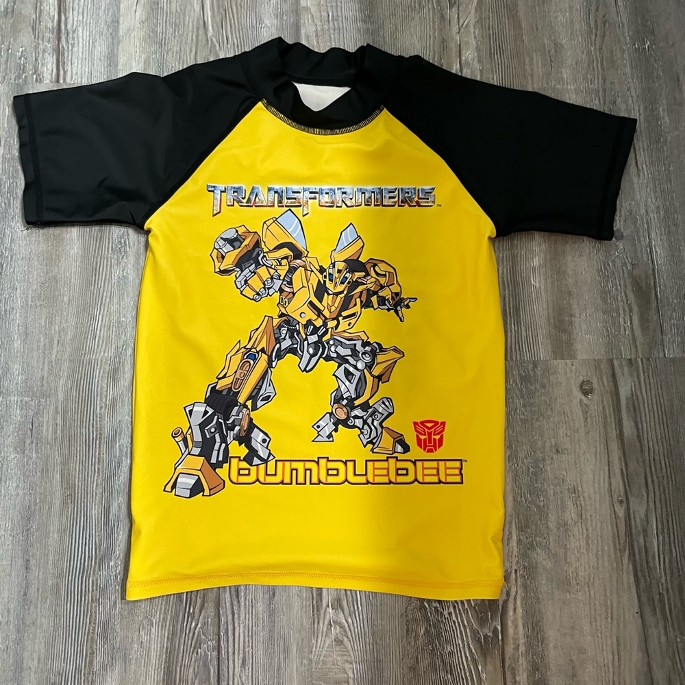 Boys Transformers “Bumble Bee” Swim Rash Guard Size 7